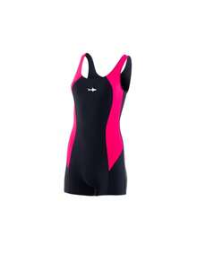 Traje de baño infantil para niña tipo jammer, espalda abierta en forma de "O". Marca Escualo - L (10-11) - Ver 2