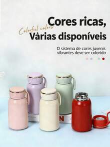 NOVO Garrafa Térmica Mini Macaron: Estilo e Praticidade em Cores Suaves 300ml - rosa - Visão 6