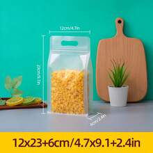 Set de 10/20/40/50 piezas de bolsas con cremallera transparentes y mate con asas, aptas para uso doméstico, reutilizables, para viajes, almacenamiento de caramelos, frutos secos, aperitivos, galletas, té, frutas, con sellado hermético, también adecuadas para almacenamiento y conservación en cocinas comerciales, accesorio ideal para vacaciones, bodas y fiestas. - Escarchado - Ver 20