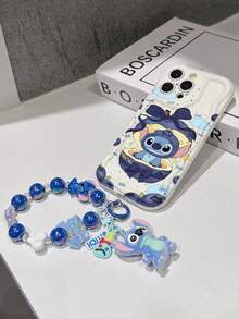 Disney Has Authorized, Phone Case - Chain Set, The Stitch Lilo & Stitch Phone Case Plus A Silicone 3D Or Fluffy Style Stitch Bracelet With Metallic Ring Removable Bracelet, Stitch And Angel Pattern, Compatible With Iphone 17/16/15/14/13/12/11/XS/XR/X Plus Pro Max, Wavy Design Phone Case For Girl, A Stylish Cartoon Summer Phone Case, The Perfect Gift Choice, Phone Protection, Durable Phone Cover, Great Gift For Friends And Family - 白色款式B - 查看 6