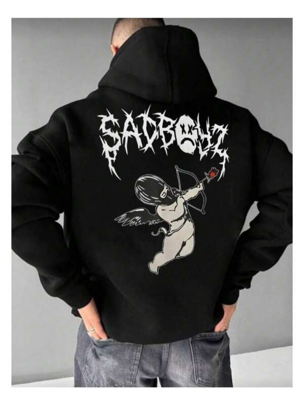 Hombre003 Sudadera con capucha hombre estilo moderno básico, textura suave y duradera, diseño versátil para múltiples conjuntos Sudadera con capucha de manga larga y cordón para hombre