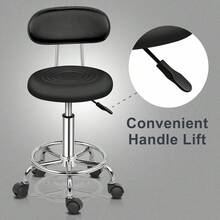 Adjustable Rolling Swivel Stool, Hydraulic Heavy Duty Drafting Chair Stool With Backrest - Black - View 6