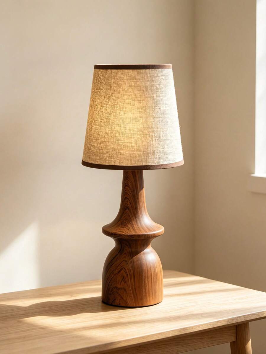 1pc Wood Grain Decorative Table Lamp, Suitable For Living Room, Study, Hotel, Outdoor Camping, Gift, Bedroom, Reading, Children, Decoration, Pregnancy, Prayer Corner, Italian Style, Minimalist, European, Chinese Style, French Style, Modern Arabic, Minimalist Islamic Design, Oasis Eclectic Style - Multicolor - View 1