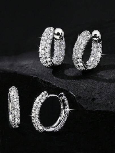 1 par 2 st/set unisex lyxiga runda ringörhängen, eleganta och glamorösa örhängen, lämpliga för presenter, fester, galor, bröllop, smyckesaccessoarer