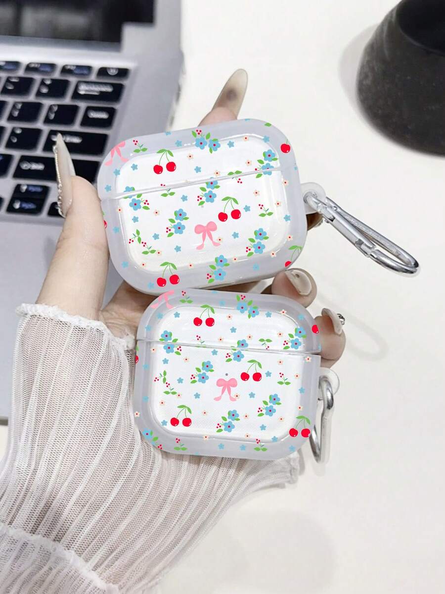 Ốp bảo vệ tai nghe trong suốt họa tiết hoa anh đào INS Style kèm móc treo, vỏ bảo vệ tai nghe. - Nhiều màu - Xem 1