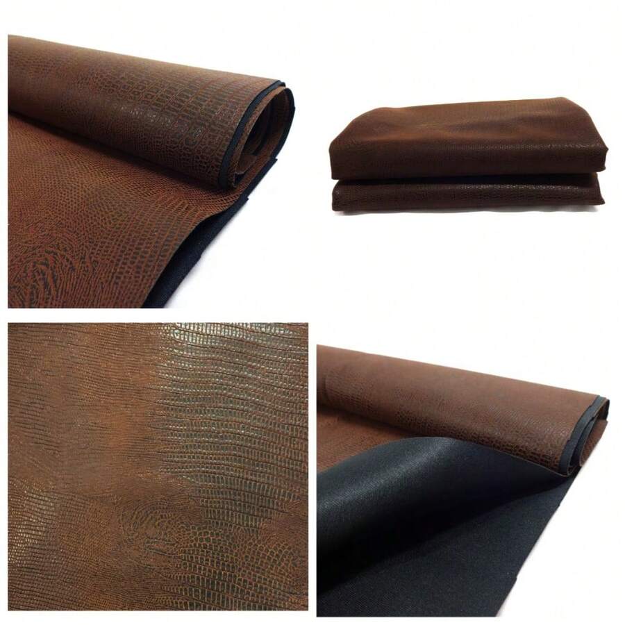 Faux Leather Alligator Embossed Upholstery Fabric By The Yard, Brown, Multi-Color Options - 1 - View 1
