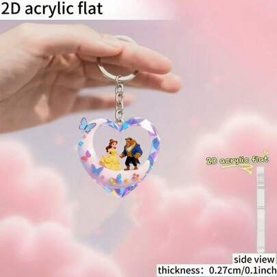 Disney 2D亚克力钥匙扣，扁平亚克力钥匙扣，节日礼物装饰钥匙扣，汽车钥匙扣，背包钱包钥匙扣 - 适合生日派对、母亲节礼物、小饰品、女士钥匙扣、创意母亲节礼物、腕带钥匙扣、可爱钥匙扣、教师节礼物、钥匙扣