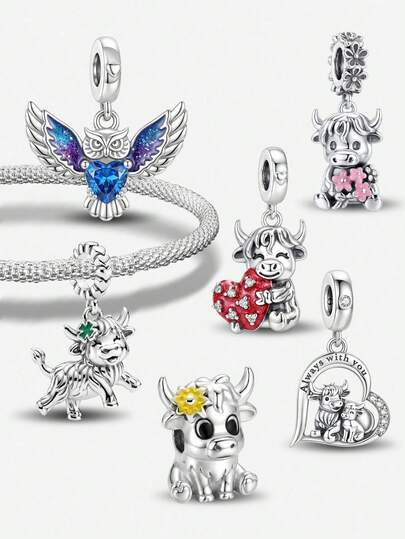 1 mặt dây chuyền hình trái tim bằng bạc Sterling 925 khắc hình mẹ và con, thích hợp để làm vòng tay/dây chuyền cho nữ, tự làm trang sức và trang trí hàng ngày.