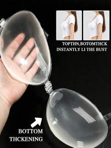 2/1 pieza Cubiertas de pezón de silicona transparente con correa ajustable, diseño antideslizante para levantar y realzar el escote, adecuado para vestidos de novia, atuendos sin tirantes, sujetadores invisibles, vestidos, vacaciones - transparente - Ver 3