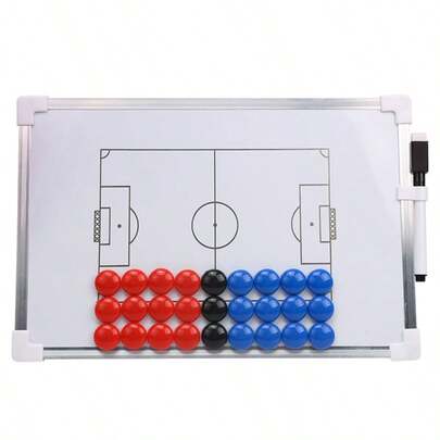 Bảng chiến thuật bóng đá nhỏ bằng hợp kim nhôm, nền trắng, kích thước 20*30cm, bảng chiến thuật thống nhất, hướng dẫn bố cục.