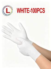 100入/包 白色一次性丁腈手套，不含乳膠，耐用家用清潔手套，防水手套適用於廚房、加工、清潔、染髮、美髮沙龍、家用電器等 - 白色 - 查看 15