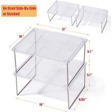 Pantry Organizer, Cabinet Storage Shelf Rack, Stackable Kitchen Cabinet, Foldable Countertop Shelf Organizer, 2 Pack - one-size - View 7