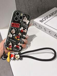 This Disney Mickey Mouse Lanyard Phone Case Is Fully Covered In TPU Material. It's Shockproof, Lightweight, And Compatible With IPhone17/16/11/13/15/15 Plus/15 Pro/15 Pro Max/12/14 Pro Max/11 Pro Max/12 Pro/12 Pro Max/13. This Phone Case Makes A Popular Birthday Gift Or Business Gift; It's Durable, Stain- And Fingerprint Resistant, And Suitable For Both Men And Women. The Set Also Includes A Mickey Mouse Phone Case And A Mickey Mouse Plush Bracelet. It's A Perfect Gift For Friends And Family. This Stylish Phone Case Is Fun, Lightweight, And Durable. IPhone17 Pro Max Phone Case, Minnie Mouse Phone Case. - 白色 - 查看 4