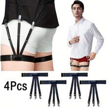 1/2/4 chiếc dây giữ áo sơ mi nam, dây thun điều chỉnh được, dây đeo tất đa năng kiểu Âu Mỹ, phụ kiện thời trang đường phố phong cách punk. - màu đen - Xem 15