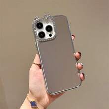 Y2K Style Rhinestone Camera Frame Mirror Phone Case, Shiny Diamond Bow Edge, Full Mirror Back Design, Shockproof Protective Cover For IPhone 17/16/15/14 Pro Max, Cute Gift For Girls - Clear - View 4