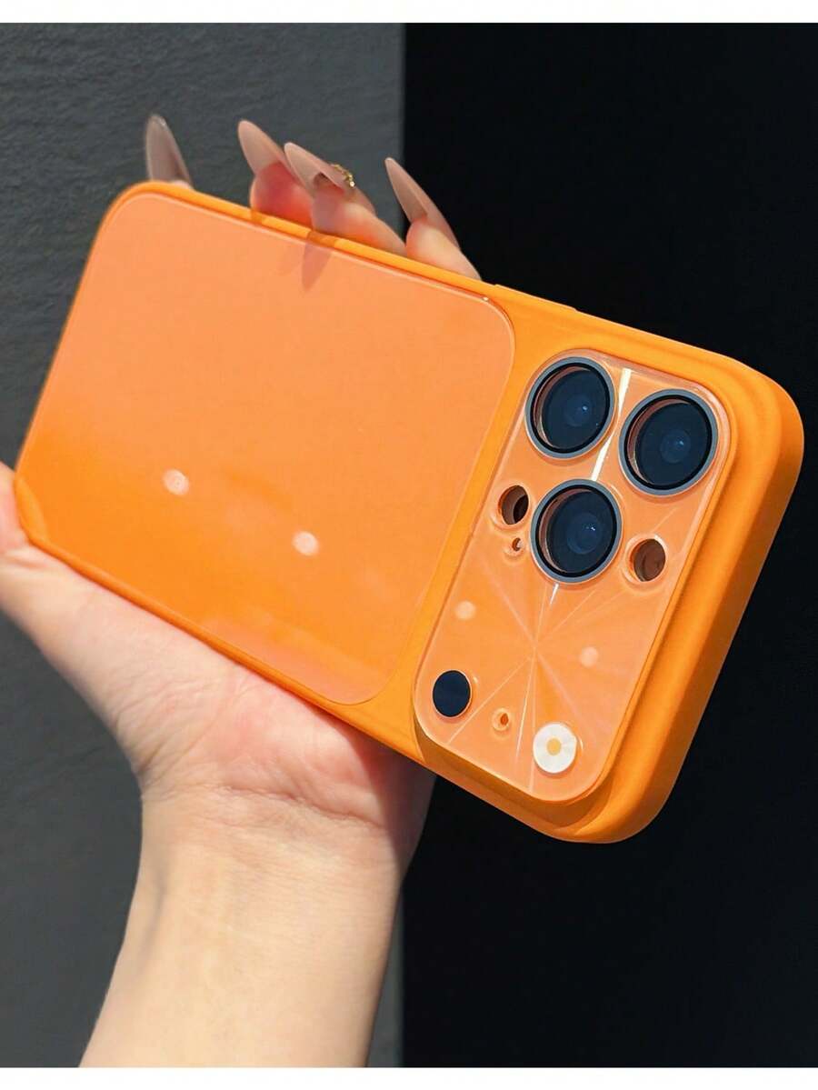 1 ốp lưng điện thoại bằng kính bóng màu cam thẩm mỹ, bảo vệ toàn bộ ống kính camera, chống sốc, chống trượt và chống trầy xước, tương thích với Apple 17 Pro Max, dòng 17/16/15/14/13/12, phiên bản quốc tế, lý tưởng làm quà tặng sinh nhật, lễ hội và Ngày của Mẹ.