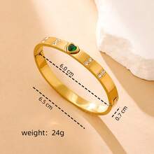 1pc Fashionable Versatile Stainless Steel Colorful Crystal Heart Bracelet, Minimalist Geometric Design Women Bangle, Suitable For Daily Wear And Various Occasions - CL-1566 - View 9