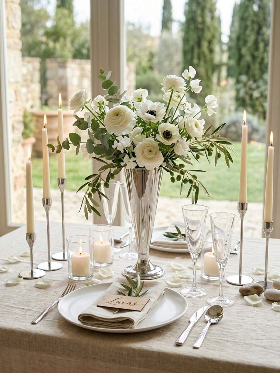1 Set/1 Stück französischer vintage Luxus Silber Vase, Premium Hochzeitstisch Mittelstück Vase, Wald Hochzeitsstrauß Basis, Wohnzimmer Eingang Luxus Heim Ornament, Party Bankett Tisch Dekorative Vase, Homestay Café virales Foto Requisit, Vase Blumenarrangement Ornament, Hochzeitssaison Dekoration, Schlafzimmer Dekoration, Pflanzen, Dekorative Anordnung, Heimdekoration, Dekoratives Ornament. - Mehrere Stile - Übersicht 1
