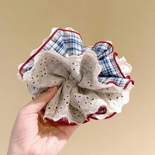 2026 New Korean Style Plaid Hair Tie Women, Versatile Hair Accessory - Dây buộc tóc kẻ caro xanh - Xem 3