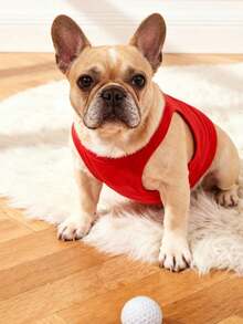 LUCKIE PAL 一件高尔夫球熊马印花背心，适合吉娃娃及小型犬，具有防跳蚤蜱虫功能，时尚宠物服装，室内外均可穿着。 - 紅色 - 查看 5