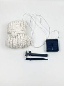 5m/10m White Hemp Rope LED Solar Waterproof String Lights –, Creating A Warm Atmosphere, Suitable For Decorative Lighting In Outdoor Courtyards, Gardens, Backyards, Terraces, Porches, Platforms And Lawns. - Solar Power - View 18
