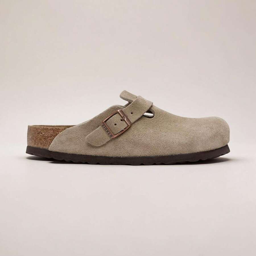 BIRKENSTOCK Boston Soft Footbed - Authentic Suede Leather Clogs | Viral 2026 "Clean Fit" Slip-On Loafers | Premium German Engineering Closed-Toe Slides | Sophisticated Minimalist Year-Round Mules | High-End Ergonomic Comfort Clogs - 灰褐色 - 查看 1