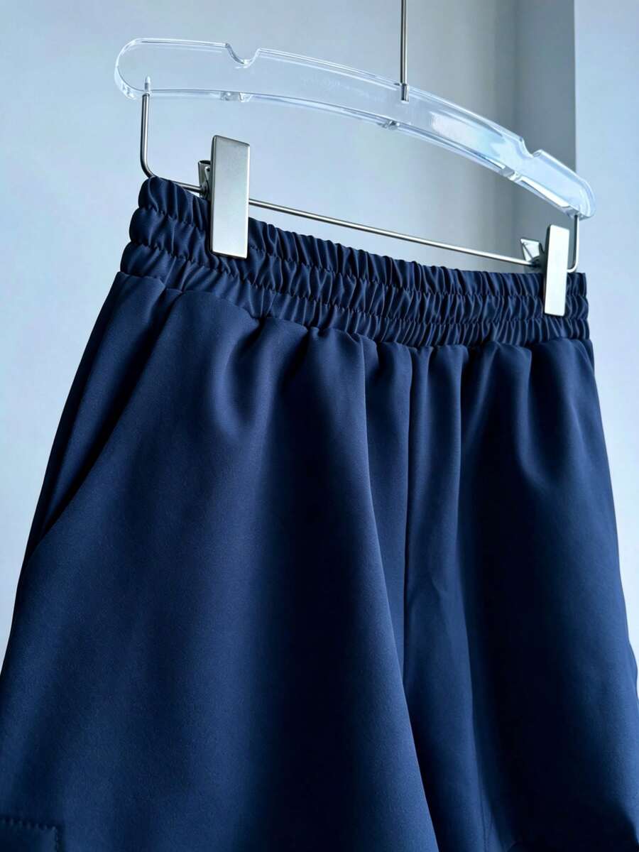 Women's Set: Shirt And Shorts, Luis Twill Fabric SP013 - Navy Blue - View 1