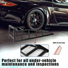 Rampas de servicio hidráulicas de acero para autos y camiones de alta resistencia - Capacidad de 5 toneladas, altura ajustable de 25 a 41 cm, perfil bajo, elevador portátil para cambios de aceite y mantenimiento - Paquete de 2, color negro - A - Ver 3