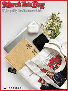 Túi Tote B-TS ARIRANG, in hai mặt hình RM, JIN, J-HOPE, JIMIN, V, JUNG/KOOK, họa tiết chân dung nhóm B-TS "Back On Top" ARIRANG, chất liệu vải canvas bền chắc, dung tích lớn, có thể tái sử dụng, phù hợp cho ARMY sử dụng hàng ngày, quà Giáng sinh và sinh nhật. - Nhiều màu - Xem 11