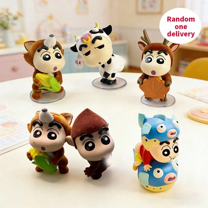Miniso Crayon Shin-Chan Cute Animal Tushie Series Blind Box, Playful Cartoon Posture,Vivid Expression, Ideal Desktop Ornament & Collection Toy,Great Gift(1 PC Random Delivery) - Multicolor - View 1