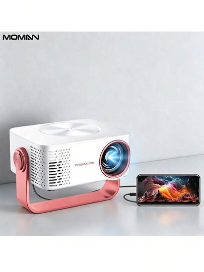 MOMAN Máy chiếu M60 [Sản phẩm mới năm 2025] Máy chiếu di động dùng tại nhà, độ phân giải Full HD 1080P, nhẹ và mỏng, phản chiếu màn hình không dây từ điện thoại di động, WiFi, thông minh, nhỏ gọn, thích hợp cho phòng ngủ, phòng khách, ký túc xá.