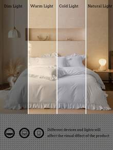Bộ ga trải giường và vỏ chăn màu trắng, kiểu dáng tối giản, mềm mại và thoáng khí (1 ga trải giường + 2 vỏ gối, không kèm ruột chăn), thích hợp cho phòng ngủ và phòng khách, có thể giặt máy, sử dụng được cả bốn mùa. - trắng - Xem 7