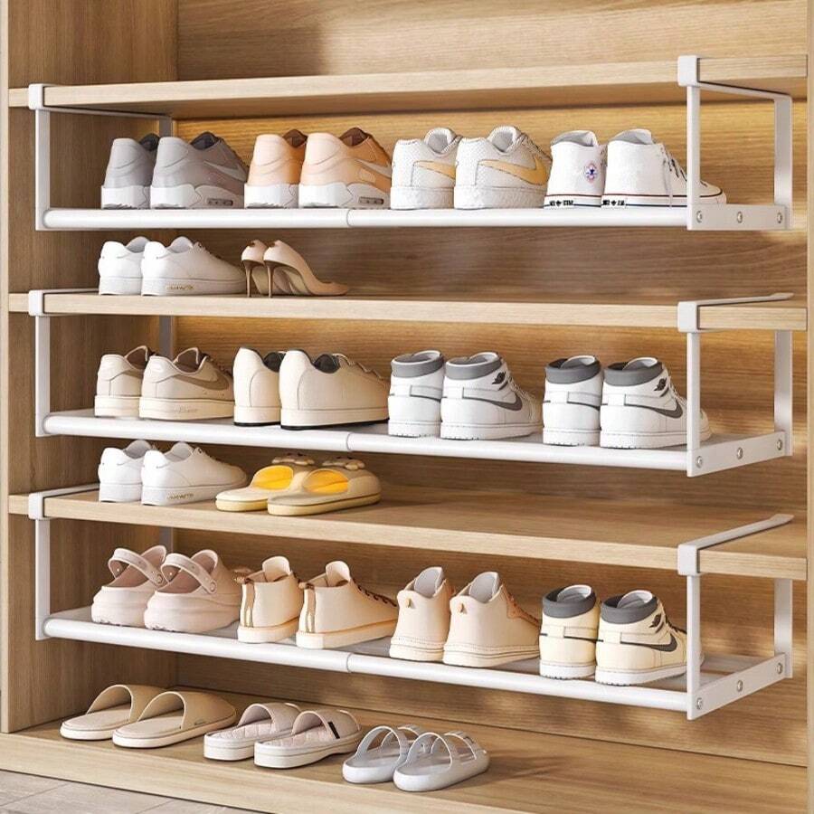 1 Piece Hanging Shoe Organizer For The Wardrobe – Expandable Shelf Organizer System For Under-Shelf Mounting – Ideal For Kitchen, Books Or For Storing And Organizing Clothes. - 查看 1