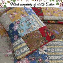 Cozy Line Home Fashions 100% Cotton Hand Piecing Real Patchwork Floral Plaid Country Farmhouse Reversible Quilt Bedding Set Coverlet Bedspread For All Seasons (Khaki Red, Queen / King - 3 Piece) - 卡其紅 - 查看 3