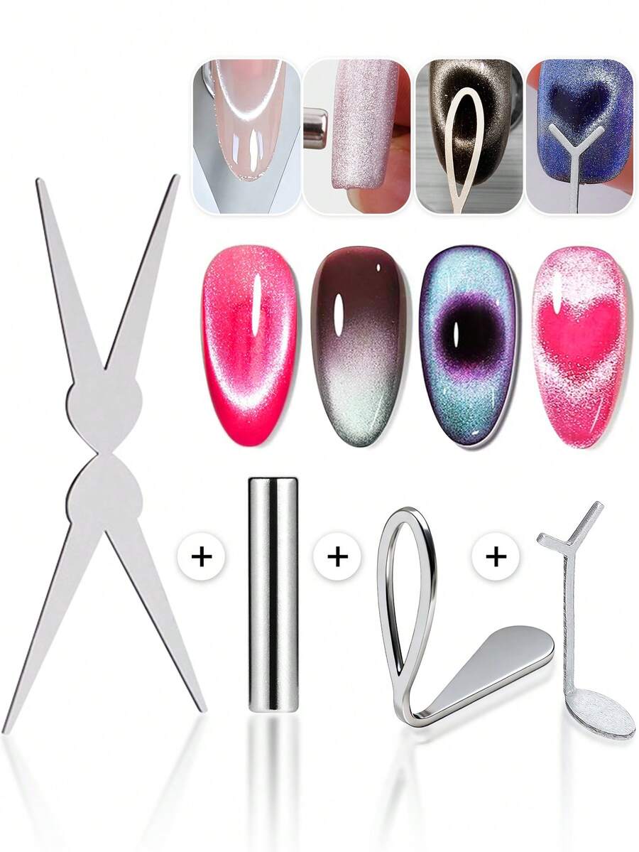 Bộ 4 món dụng cụ vẽ móng nghệ thuật mắt mèo đa chức năng có nam châm, dụng cụ làm móng gel có nam châm, đồ dùng làm móng nghệ thuật, mùa tựu trường. - Nhiều màu - Xem 1