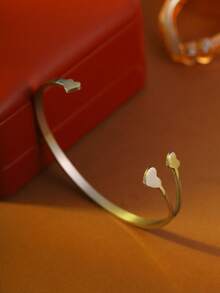1 chiếc vòng tay hình trái tim bằng thép không gỉ mạ vàng 18K, trang sức thời trang cao cấp dành tặng phụ nữ, thích hợp đeo hàng ngày, dự tiệc, sinh nhật, Ngày của Mẹ. - CYB067 - Xem 4