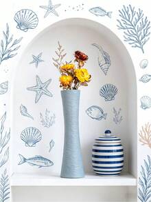 2 Color Options Tall Slim Striped Ceramic Vase, Minimalist Morandi Single Flower Vase Suitable For Dried/Fresh Flowers, Nordic Style Desktop Decor - Two-color - View 7