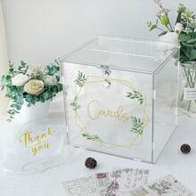 1 pieza Caja de acrílico transparente grande para tarjetas de boda con cerradura y ranuras, adecuada para recepción de bodas, ceremonia de graduación, fiesta de baby shower, portador de tarjetas de regalo DIY, contenedor de tarjetas de regalo para fiesta de baby shower - 1PC - Ver 10