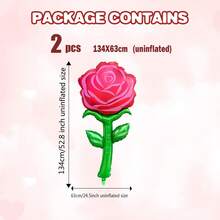53-Inch Giant Rose Foil Balloon, Suitable For Valentine's Day, Wedding, Engagement, Anniversary, Birthday, Floral Theme Party Decoration - Red - View 16