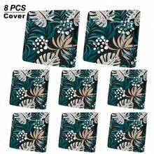 1 pieza/2 piezas/6 piezas/8 piezas Funda de cojín para sofá de exterior con estampado de hojas tropicales grandes, fresca y pastoril, impresión digital, lavable a máquina, funda de almohada para patio con dobladillo elástico, funda de cojín para asiento de sofá de exterior, funda para muebles de patio, protector de muebles de sala de estar, adecuado para jardín, parque, sofás de interior y exterior, sofá seccional y sillón - B - Ver 1