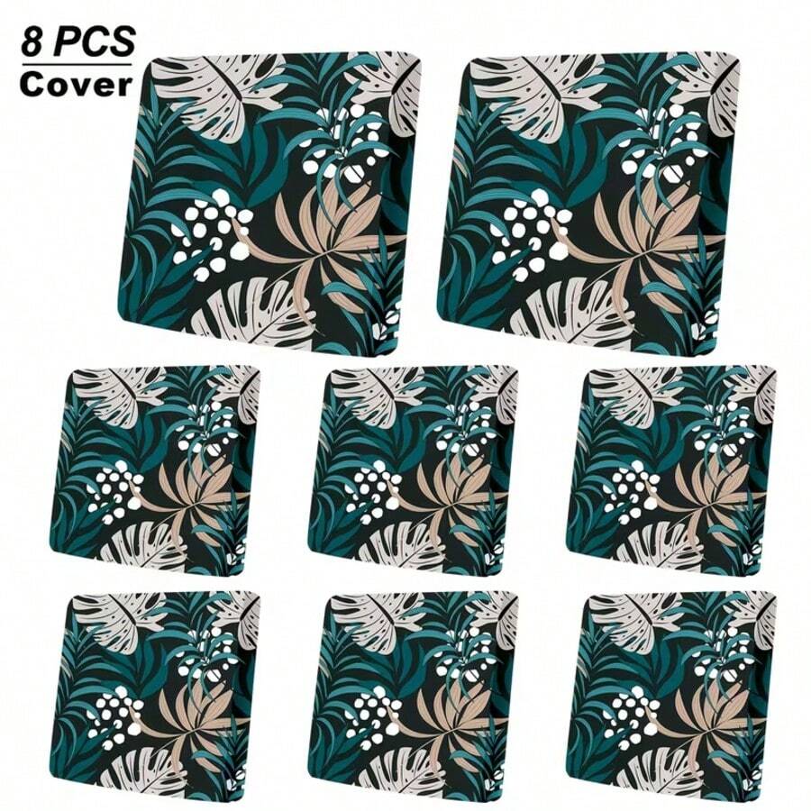 1 pieza/2 piezas/6 piezas/8 piezas Funda de cojín para sofá de exterior con estampado de hojas tropicales grandes, fresca y pastoril, impresión digital, lavable a máquina, funda de almohada para patio con dobladillo elástico, funda de cojín para asiento de sofá de exterior, funda para muebles de patio, protector de muebles de sala de estar, adecuado para jardín, parque, sofás de interior y exterior, sofá seccional y sillón - B - Ver 1