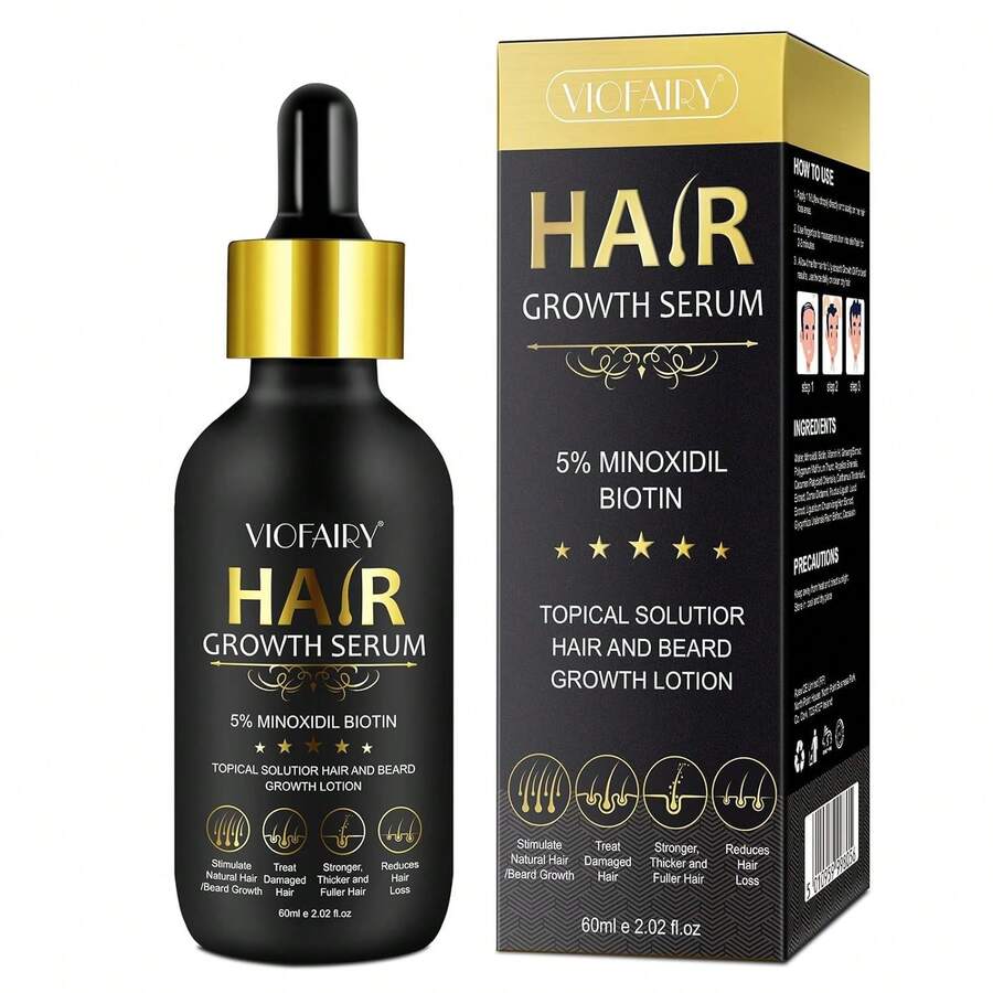 5% Minoxidil For Men And Women Hair Growth, Biotin Hair Growth Serum Hair Regrowth Treatment For Scalp Hair Loss Hair Thinning, Natural Hair Growth For Thicker Longer Fuller Healthier Hair 2.02 Oz - 1 - 查看 1