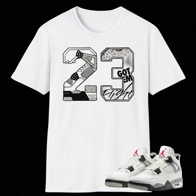 Camiseta Jordans 4 White Cement Sneaker Match, camisetas Jordans 4 blancas, grises y negras, Sneaker Match Cement 4