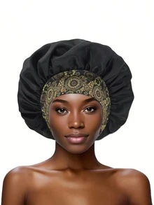 1pc Bonnet Women For Sleeping Wide Brim Elastic Band Printe(Random Print Pattern) Boho - Solid Color Floral Hat - View 15