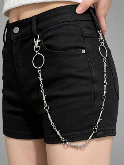 1pc Punk Style Thorn Chain, Exaggerated Cool Spike Waist Chain, Suitable For Daily Outfit