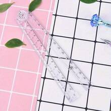 1pc Creative Acrylic Transparent Folding Ruler - Minimalist Scaled Plastic Ruler Drawing Tool - Convenient Drawing Tool For Students Back To School - Multicolor - View 8