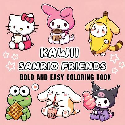  1 Cute Sanrio Friends Adult/Teen Coloring Book, Featuring Adorable And Soothing Designs. The 24-Page Book Contains Line Art Of Various Sanrio Characters, Providing A Relaxing Coloring Experience To Help Relieve Stress.