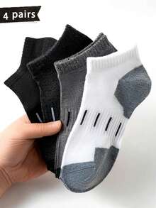 4 đôi tất thể thao thường ngày unisex, tất đôi thời trang tối giản, mỏng thoáng khí, kiểu dáng mùa xuân/hè. - Nhiều màu - Xem 1