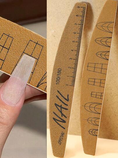 Washable Professional Double-Sided Nail File & Polishing Board - 100/180 Grit Sandpaper With Ruler & Shape Template, Durable Glass & Sponge Design, Suitable For Salon & Home Manicures, Beginner Nail Art ,For Toenail& Foot Clean