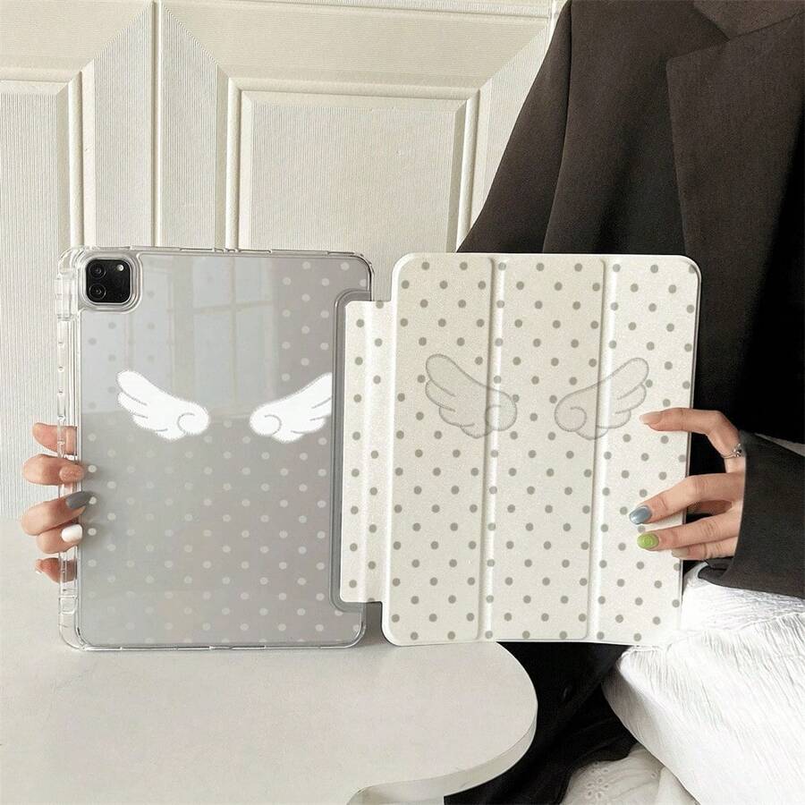 1 chiếc ốp lưng máy tính bảng in hình cánh thiên thần và chấm bi dễ thương, chân đế gập sáng tạo với nhiều góc nhìn, lý tưởng cho công việc và giải trí, vỏ bảo vệ có khe cắm bút, tương thích với iPad Pro 2024/Air M3/A16 2055, tương thích với , , Matepad, Honor Pad. - Nhiều màu - Xem 1